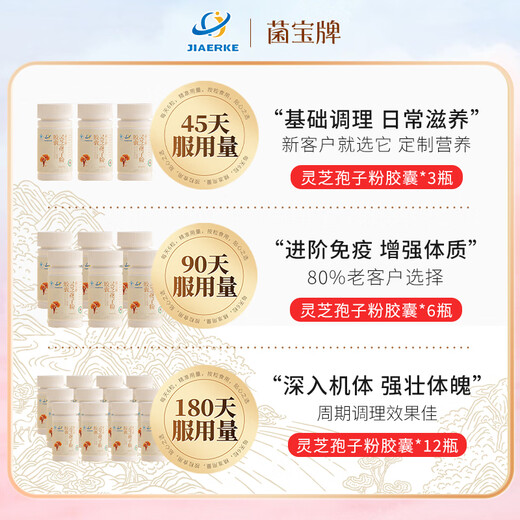 佳尔科菌宝牌灵芝孢子粉胶囊中老年增强免疫力送礼送长辈 60粒/瓶 季套餐（进阶免疫 增强体质）