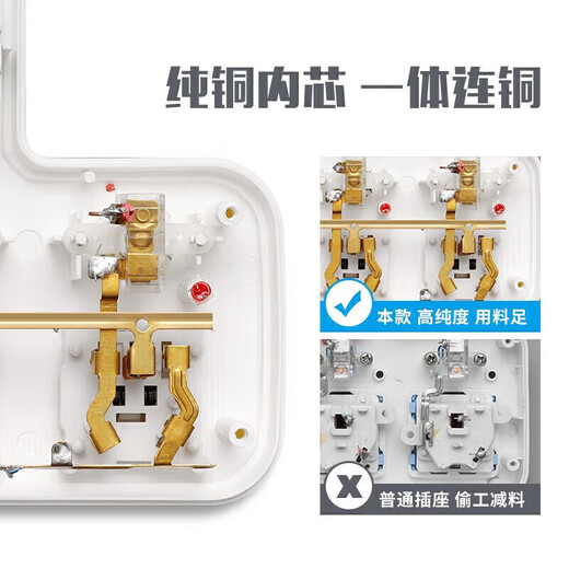 Bull (BULL) same type multi-hole wireless socket converter household multi-function strip board without wire wall 994 one to four (sub-control switch)