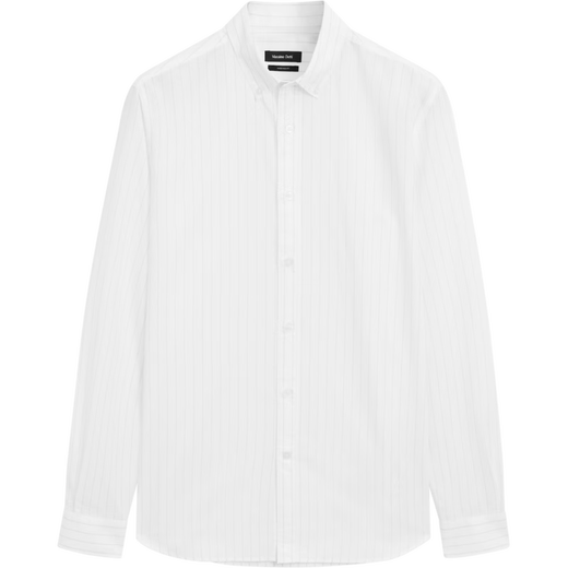 Massimo Dutti Rabatt Upgrade 2025 Männer lässig Smart Pendelstil Solid Color Standard Version Pinstripe Shirt 00176716 White M.