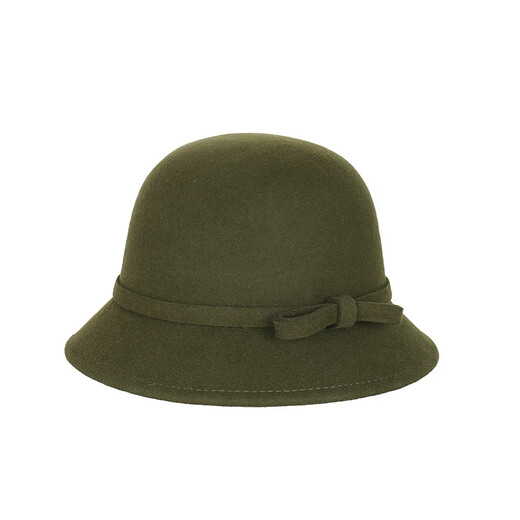 Qianzi charming felt hat women's 2025 autumn and winter woolen hat outdoor pure wool spring and autumn basin hat for women, dark khaki color, one size 56-58cm