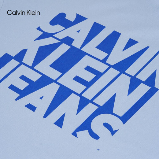 Calvin KleinJeans25春夏男士休闲通勤ck字母印花纯棉针织短袖T恤4RB832G CDN-海天蓝 L