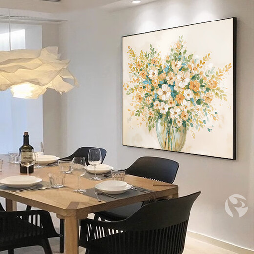 Mopai restaurant decoration painting hand-painted oil painting American flower high-end living room texture hanging painting square mural without punching icing on the cake 60*60cm hand-painted oil painting