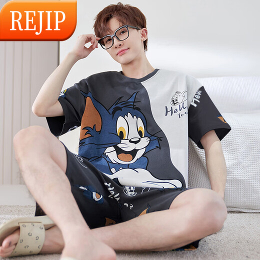 REJIP Pajamas para hombres, la primavera corta de manga corta y los adolescentes delgados de los delgados de verano, los adolescentes pueden usar traje de ropa para hombres de tamaño grande para hombres 6621 3xl 180-200Jin [Jin equivale a 0.5 kg]