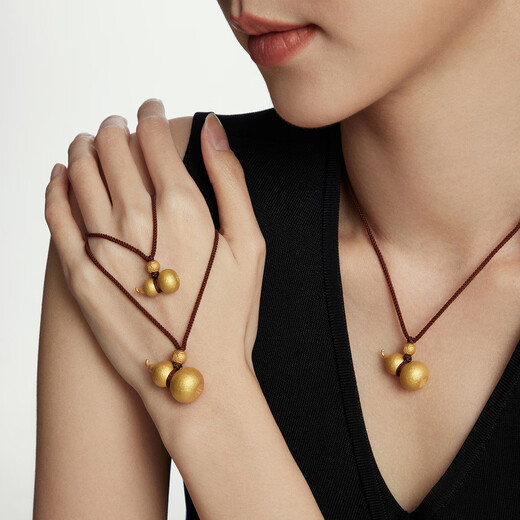 Chow Tai Fook Hammer Muster Fuzhu Kürbis Gold Anhänger Seil (Arbeitsgebühr: 1020 Preis) EOF1484 Full Gold ca. 8,45G
