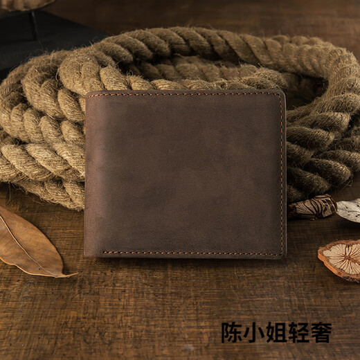 GPHF Japanische Originaldesign Top-Layer Cowhide Herren Short Wallet Retro Herren echte Leder Horizontale Mehrkarten-Brieftasche Dunkelbraun Dunkelbraun importierten oberen Schicht Cowhide