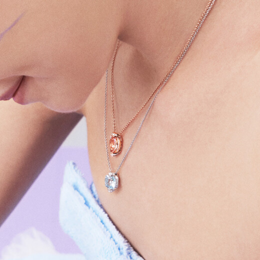 ENZO 18K gold fresh blue sugar cube necklace EZV9023 birthday gift 45cm