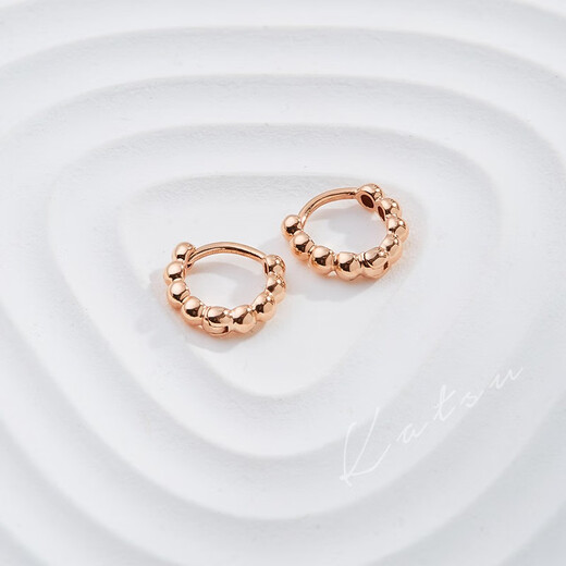 Tanhai 18K Rose Gold Ear Bone Ring K Gold Earrings Earrings Mini Small Earrings Smooth Roller Ball Fashion 18K Rose Gold Single 6MM