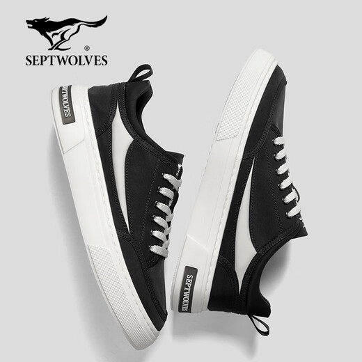 Sieben Wölfe Herrenschuhe Sommer 2025 Neue Leinwandschuhe Herren atmungsablöschbar dünne Top -Flachschuhe Trendy Vielseitige Freizeitschuhe Männer schwarz 41