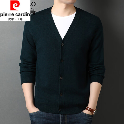 Pierre Cardin Men's Woard Treed Cardigan Spring and Automne Nouveau style d'âge moyen et jeune pull en couleur en V fine veste polyvalente décontractée SLF-YH012 Gris clair xl 115130-150Jin [Jin est égal à 0,5 kg]