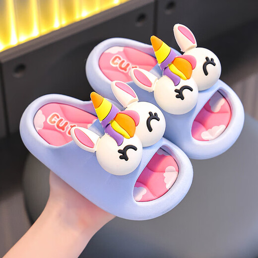 Popular children's slippers for men and women in summer, new indoor home bathing, non-slip, cute for medium and large babies, yellow (upgraded environmentally friendly material) 12 24/25 size (shoe inner length 15, suitable for feet 14CM