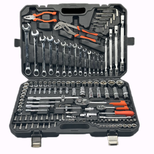 Auto repair tool set, socket wrench, ratchet repair combination, multi-functional full tool box for car repair, 142-piece 24-tooth straight handle set for auto repair
