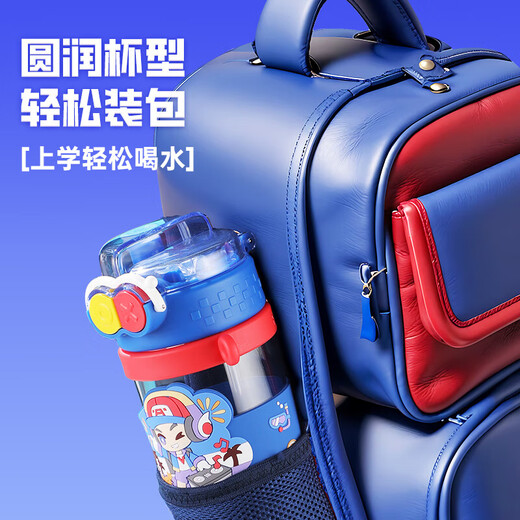 Fuguang Children's Water Cup große Kapazität Student Double Trinking Cup Stroh Cup King der Glory Joint Kessel Sommerbecher Tragbarer blauer Luban 1050ml