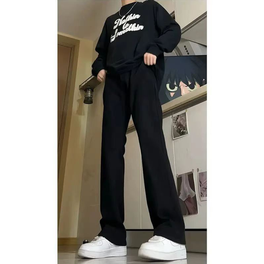 7家优品 微喇牛仔裤男士春夏季款美式复古高街修身宽松直筒长裤子男 DF-701黑色常规 XL