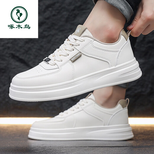 Specht 2025 Neue Herbst White Shoes Herren Atmungsschuhe Männer koreanischer Stil Schüler Vielseitige Sport- und Freizeitbrettschuhe weiß grau 16813 39 Standardcode