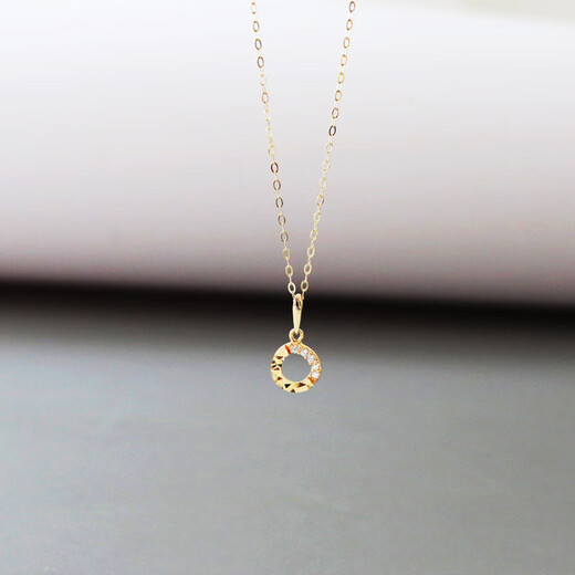 DYN South Korea imported pure 14K gold pendant for women with faceted hollow donut small ring k gold clavicle chain pendant for women individual pendant