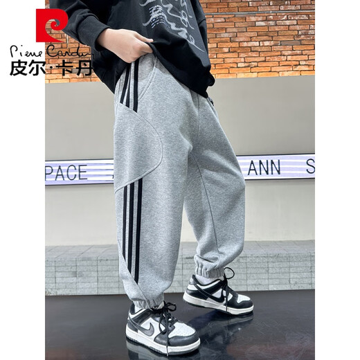 皮尔卡丹（pierre cardin）儿童装男童裤子春秋款2025新款大童春装休闲男孩春季运动长裤潮酷 9925黑色 140 cm