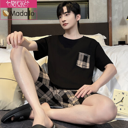 
Modal summer pajamas for men short-sleeved modal thin style for teenagers who are ice silk in summer can wear home clothes suits outside. Cool Modal ~ 686 L men (suggested height 170, weight 10