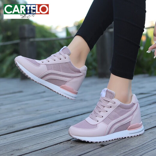 Cartelo Crocodile (Cartelo) Frühling und Herbst Unsichtbare innere Höhe 8 cm Sportschuhe Frauenschuhe, die dicke Sohle -Board -Schuhe erhöhen, kleine Freizeitstuhlschuhe 1289 Black 38