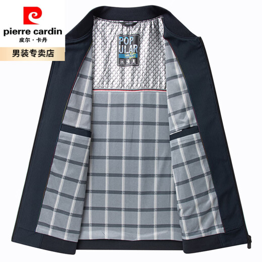 Pierre cardin autumn middle-aged and elderly men's baseball collar jacket 40 years old 50 middle-aged thin top daddy casual jacket blue N9717 170/M single size