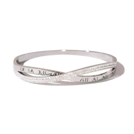 Henglijia British Roman Numeral Cross Bracelet Women's 18K Rose Gold Hand Jewelry Rose Gold (Inner Circumference 17cm)