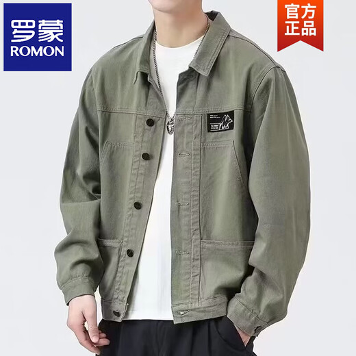 罗蒙（ROMON）外套男款春秋季2025新款衬衫翻领秋装男士工装夹克初秋褂子上衣服 K12806灰色 建议180-200斤 5XL