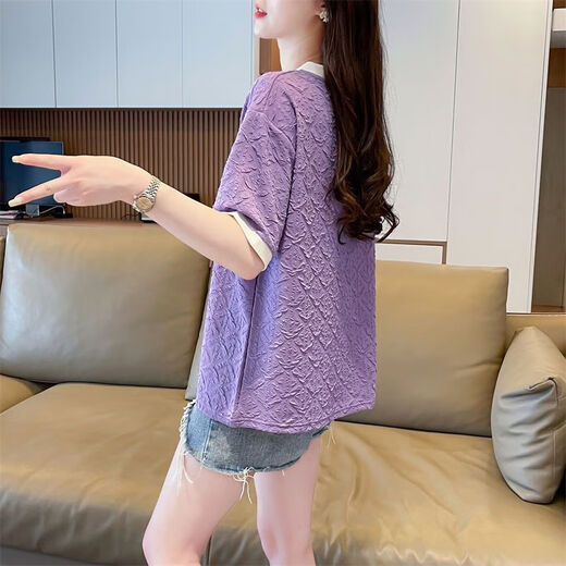Aemape Sommer Nischendesign Jacquard Kurzärärmig Frauen koreanische Version 2025 Lose und modische neue Top-Basis-Hemd Trendy Ins KM-9272 White M 80-100