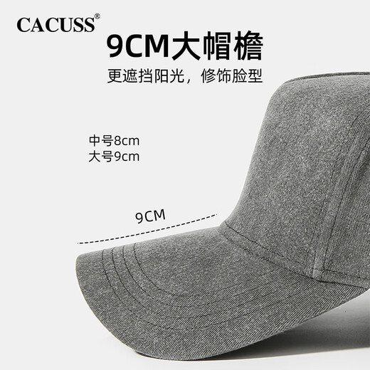 CACUSS帽子男士春季大头围棒球帽户外遮阳鸭舌帽百搭显脸小休闲帽 灰色