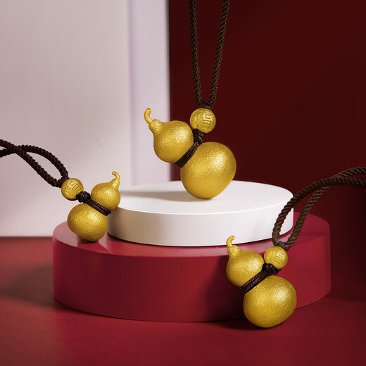 Chow Tai Fook Hammer Muster Fuzhu Kürbis Gold Anhänger Seil (Arbeitsgebühr: 1020 Preis) EOF1484 Full Gold ca. 8,45G