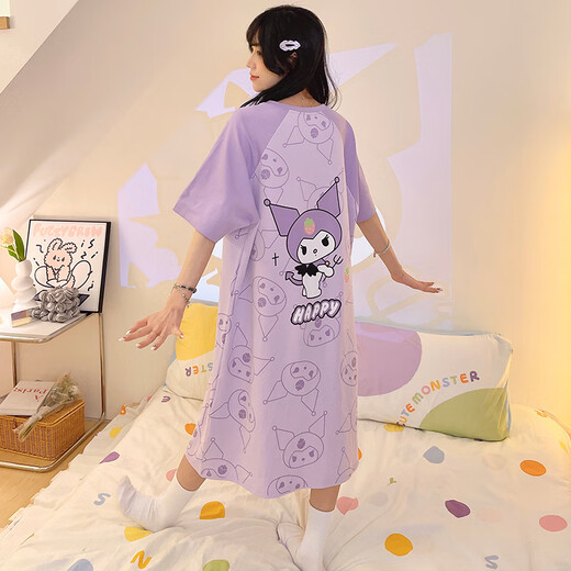 Pure Cotton Women's Nighthawn Sommer kurzärmelig losen süßen Cartoon 2025 Neues Sommer-Pyjama und Damen Heimkleidung TN719# M Empfohlenes Gewicht 80-100 Jin [Jin gleich 0,5 kg]