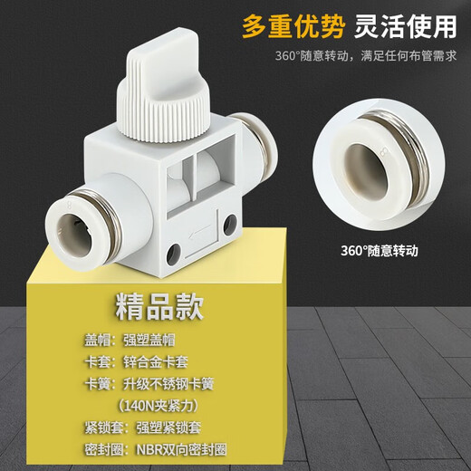 Lu Shi pneumatic quick connector hand valve switch pipe valve PU trachea quick plug manual valve HVFF model HVFF-8 hand valve