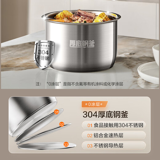 SUPOR 0-coated stainless steel ball kettle electric pressure cooker 2.5L household smart touch display SY-25FC2501Q double-gallon rice cooker pressure cooker for 1-3 people