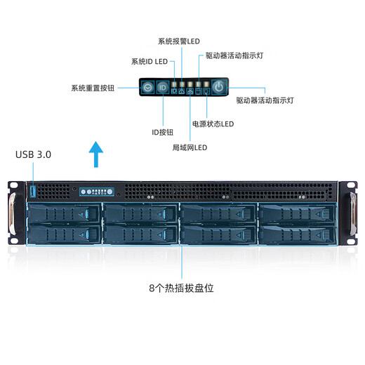 亿玖【EX220-S6Z】2U机架式高性能霄龙9004系列服务器主机 强大运算能力 高效稳定可靠 2颗9274F 48核96线程4.05GHz 256GB|3.84T U.2|X2522 10G