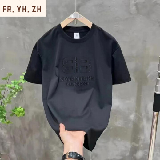 FR.YH.ZH电迈服饰新款立体钢印双B字母休闲T恤 YS 9856男女款 白色 M 90-110