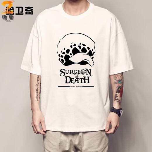 Liuyu 2025 new One Piece Luo Luffy T-shirt men's cotton short-sleeved Sanji white beard Ace Chopper peripheral clothes White F1283 Zoro S