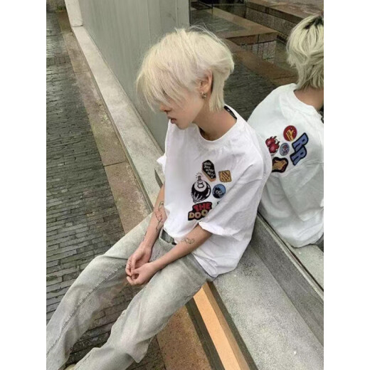 Camiseta de manga corta de algodón corto de algodón puro algodón puro de estilo estadounidense de estilo estadounidense para hombres en verano.