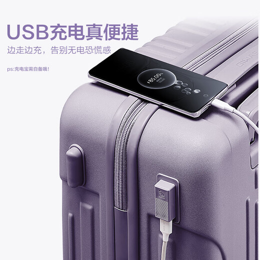 爱华仕行李箱20寸可上飞机登机箱十大品牌拉杆箱大容量旅行箱包密码箱 暮山黛紫【时尚升级】无扩容版 20英寸 【2-4天短途】标准登机箱