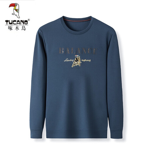 Holzspecker (Tucano) Langarmed T-Shirt für Männer 2025 Frühling und Herbst Neuer runder Nackenpullover Pullover Lose bequemes Top-T-Shirt-Basishemd 1105 Gelb plus Samt M 165/ Empfohlene 90110jin [Jin gleich 0,5 kg]