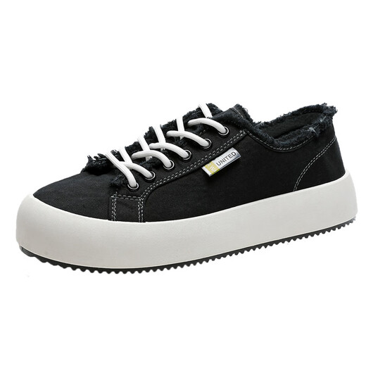 Xiao Xueling canvas shoes men's 2024 spring new men's shoes Korean version Harajuku trendy shoes student casual shoes canvas shoes men's board shoes black 43 (265mm)