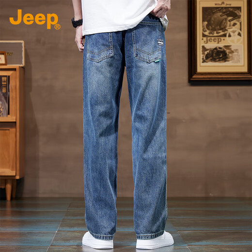 JEEP Jeep high-end men's jeans men's 2025 autumn and winter new loose straight casual versatile wide-leg long pants men