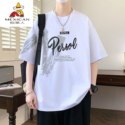 Scarecrow (MEXICAN) Junior high school students 12-15 years old handsome short-sleeved 13 summer pure cotton t-shirt 14 fat big children men's half-sleeved top 693 black (single short-sleeved) quality assurance M (70-90Jin [Jin equals about 0.5 kg])