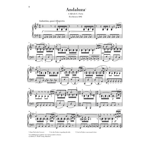 Henle Original Granados Fifth Spanish Dance Andalusia Piano Solo with Fingering Granados Andaluza Danza espaola no.5 HN1484