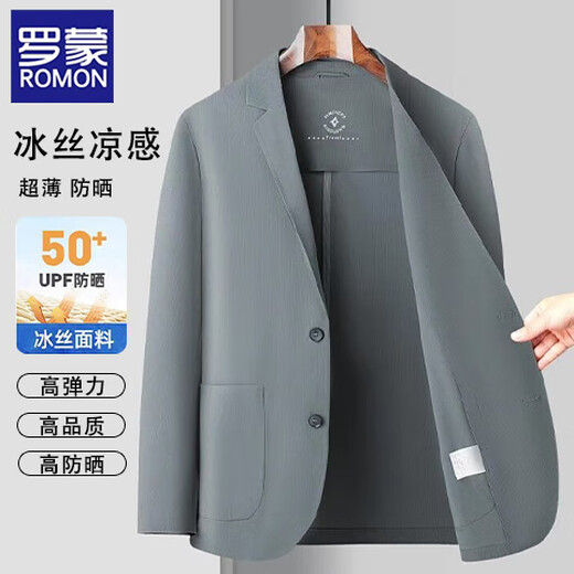 Lomon sunscreen suit men's summer ice silk thin style business casual elastic non-scalding anti-wrinkle single suit jacket jacket men's navy blue [ice silk thin style] 2XL