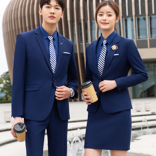 Purple charm pretty royal blue suit suit for men and women business wear one button stretch suit pants work clothes manager office formal wear royal blue (single-piece women's suit) XL