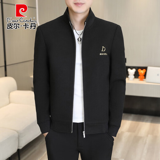 Pierre Cardin Spring Stand Collar veste de veste masculine 2025 Spring and Automne Korean Style Trendy Casual Veste de veste polyvalente pour hommes Black 695 M Environ 80-100 Jin [Jin est égal à 0,5 kg]