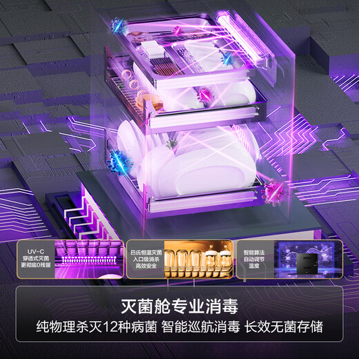 Haier 115L sterilizer cabinet embedded sterilization cabin series three-layer household sterilization cupboard UV + light wave pasteurization 0 ozone FMCG baby bottle EB071