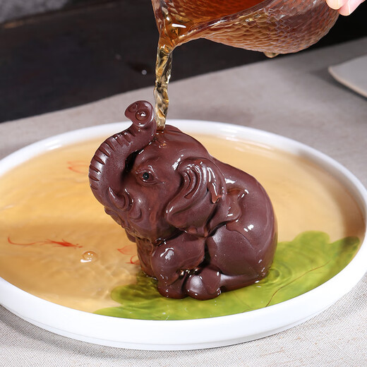 MathDeray Yixing original mineral purple sand cute tea pet elephant auspicious elephant Ruyi ornaments high-quality products can be raised high-quality products can be raised