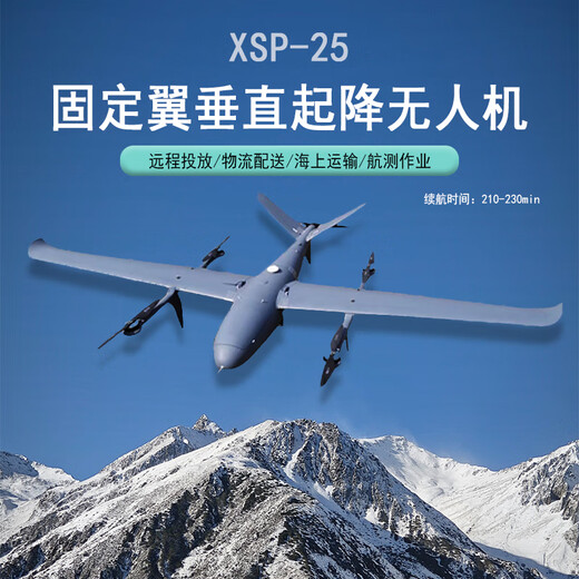 Xiangshun xsp-25 ala fija despegue vertical y aterrizaje de la fotografía aérea y encuesta aérea de los materiales de transporte personalizado aeronave de reconocimiento XSP-25 Dron de ala fija + pod