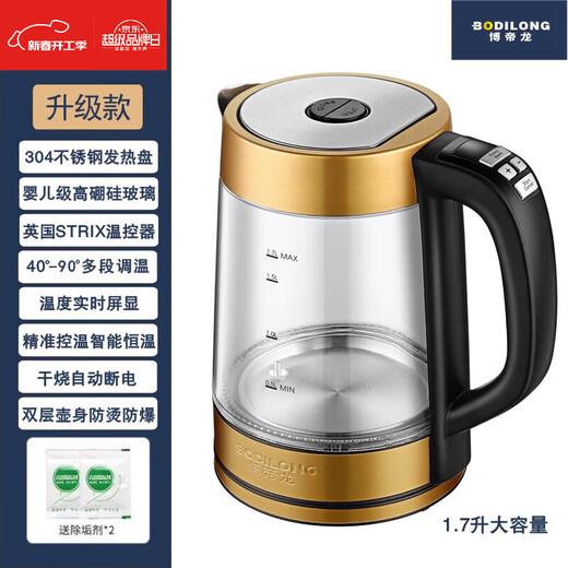 GOYN German original imported household kettle with automatic power off and insulation Bo Dilong household electric kettle with intelligent protection elegant silver + multi-stage temperature control 1.7L