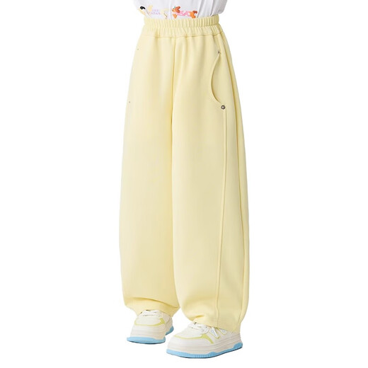 moonkids girls' pants spring and summer style 2025 new summer wide-leg pants children's casual banana trousers girls straight-leg pants two-pair 15280 tender yellow + 15280 blue 110 cm