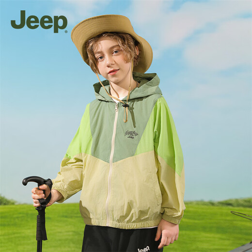 Jeep children's clothing children's sun protection clothing 2025 summer new boys and girls summer thin jacket baby sun protection clothing bird's tail green 170 cm recommended height 165-175